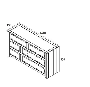 White 6+2 drawer wide chest of drawers, Capri range