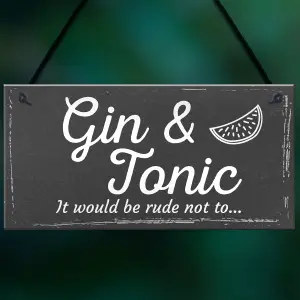 Red Ocean Gifts For Women Gin Tonic Plaque Novelty Garden Pub Bar Man Cave Sign