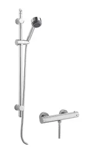 Minimalist Thermostatic Bar Valve with Multi Function Handset Brass Slide Rail Kit Shower Bundle - Chrome - Balterley