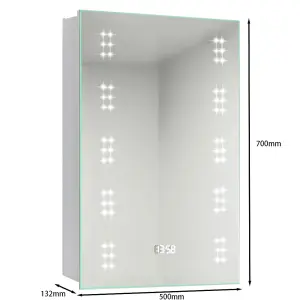 Wall-mounted LED Mirror Single Door Storage Cabinet with Sensor 70 x 50cm