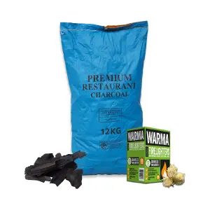 Premium Quality BBQ Grill Cooking Fuel Restaurant Lumpwood Charcoal Firelighters Bundle 12kg