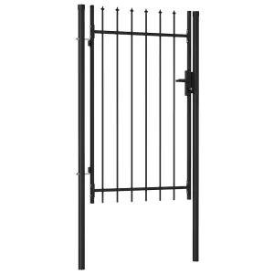 Berkfield Fence Gate Single Door with Spike Top Steel 1x1.5 m Black