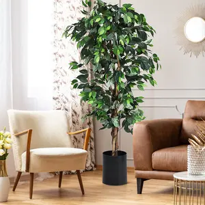 Costway 180cm Ficus Tree Artificial Plant Decorative Plant Artificial Tree Houseplant