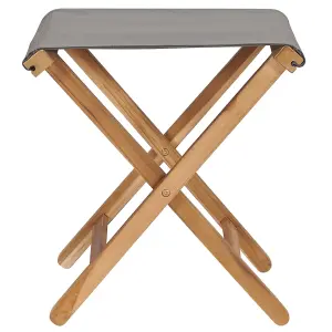 Berkfield Folding Chairs 2 pcs Solid Teak Wood and Fabric Dark Grey