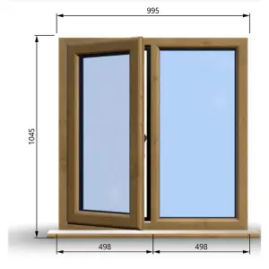 995mm (W) x 1045mm (H) Wooden Stormproof Window - 1/2 Left Opening Window - Toughened Safety Glass