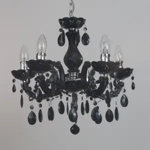 Litecraft Marie Therese Black 5 Light Chandelier