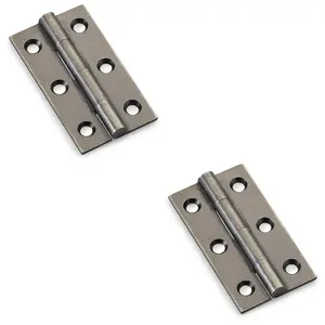 2 PACK - PAIR Solid Brass Cabinet Butt Hinge - 50mm - Pewter Premium Cupboard Fixings