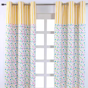 Homescapes Multi Polka Dots Ready Made Eyelet Curtain Pair, 117 x 137 cm Drop