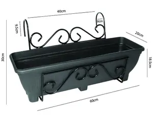 Balcony/Fence Holder - Scrolled Back Planter Holder - Charcoal