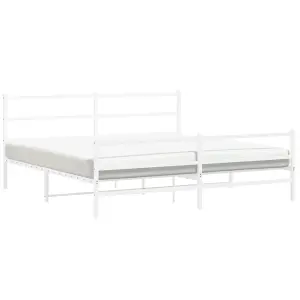 Berkfield Metal Bed Frame without Mattress with Footboard White 180x200cm