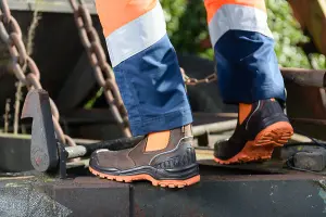 Buckbootz BUCKZVIZ Waterproof Hi-Vis Safety Dealer Work Boots Orange - Size 13