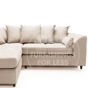 Casper Soft Chenille Fabric 3 to 4 Seater L Shaped Corner Sofa Beige Left Hand Facing - Scatter Back