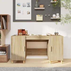 Berkfield Desk Sonoma Oak 140x50x75 cm Engineered Wood