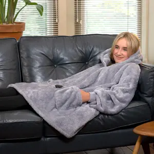 Snug Rug Hoodie Lilac Grey Wearable Blanket Oversized Hooded Blankets for Adults