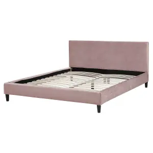 Velvet EU King Size Bed Pink FITOU