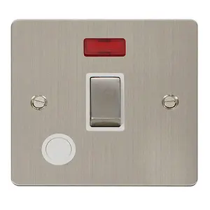 Flat Plate Stainless Steel 1 Gang 20A Ingot DP Switch With Flex With Neon - White Trim - SE Home