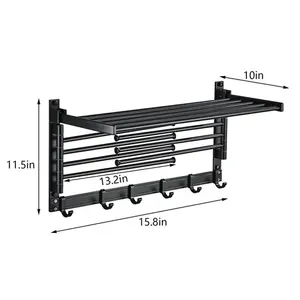 Kurth 4 Wall Towel Rack Black