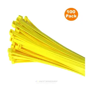 100 x Fluorescent Yellow Cable Ties 200 x 4.8mm / Extra Strong Zip Tie Wraps