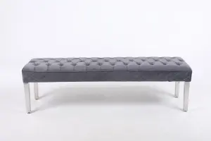 Precious Velvet Stitched Dining Bench 135 cm in Grey