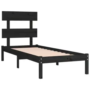 Berkfield Bed Frame Black Solid Wood 100x200 cm