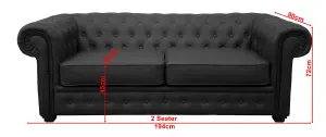 Venus Chesterfield Style Sofa 3 Seater 2 Seater Black Faux Leather