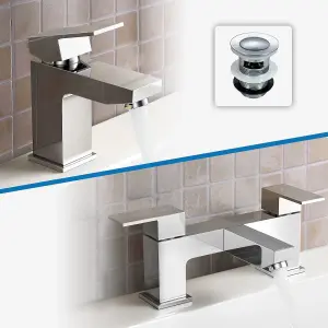 Nes Home Raldo Basin & Bath Filler Mixer Tap with Waste Chrome