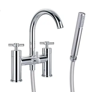 Nes Home Modern Bathroom Chrome Bath Mixer Tap with Round Shower Handset