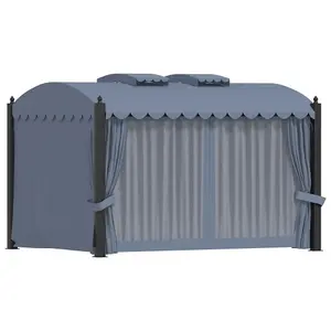 Berkfield Gazebo with Curtains 3x4 m Anthracite Steel