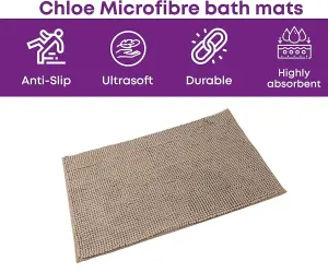 Super Soft Chloe Microfiber Bath Mat 50 x 80cm - Walnut