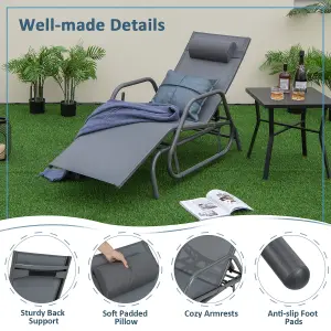 Costway  Chaise Lounge Glider Recliner Chair Adjustable Sturdy Metal Frame Outdoor