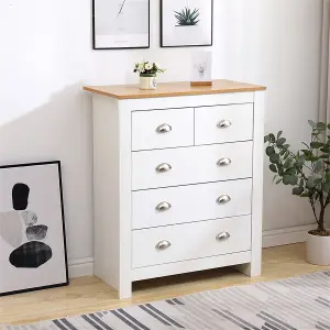 FurnitureHMD Elegant 3+2 Drawer Chest Tall Dresser Storage Cabinet Organiser Unit for Bedroom,Living Room, Hallway,Office