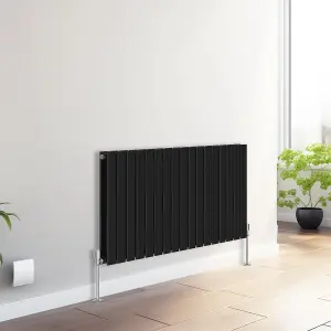 Right Radiators 600x1156 mm Horizontal Double Flat Panel Designer Radiator Black