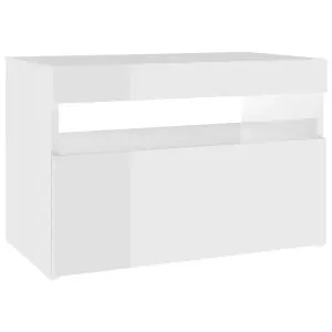 Berkfield TV Cabinet with LED Lights High Gloss White 60x35x40 cm