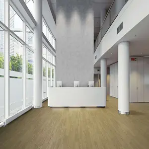 Wood Effect Vinyl Flooring, Beige Brown Contract Commercial Vinyl Flooring with 2.4mm Thickness-12m(39'4") X 2m(6'6")-24m²