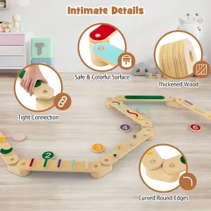 Costway Montessori Balance Beam Set Wooden Balance Boards Indoor Gift Toy Set