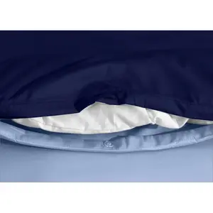 My Home Store Fridi Microfiber Reversible Duvet Cover Set Easy Care Non Iron Bedding Sets Dark Blue / Single Duvet Cover + 1 Standard Pillowcase