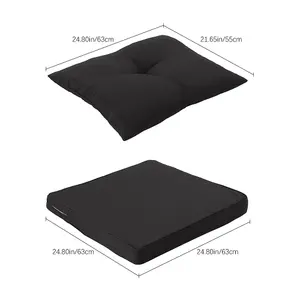 Outdoor Black 2Pcs Garden Sofa Cushion Backrest Set