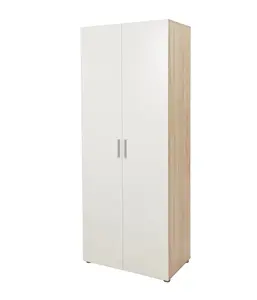 Lamego Modern Matt & high gloss white oak effect Double Wardrobe (H)2009mm (W)787mm (D)497.5mm