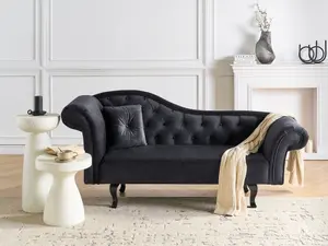 Left Hand Velvet Chaise Lounge Black LATTES II