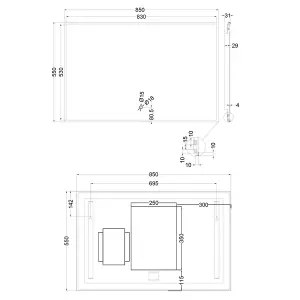 Rio Black Framed Backlit LED Bathroom Mirror with Dual Light (W)80cm (H)55cm