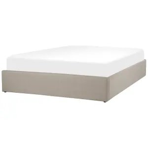 Fabric EU King Size Ottoman Bed Beige DINAN