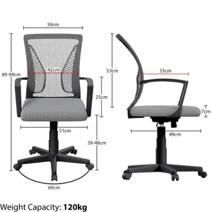 Vida Designs Airdrie Office Mesh Chair, Grey