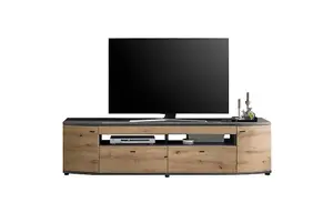 Elegant Dera 04 TV Cabinet H510mm W2000mm D470mm - Oak Artisan & Graphite Grey with Soft-Close System