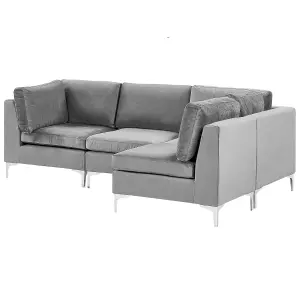 Corner Sofa EVJA Grey Velvet Left Hand