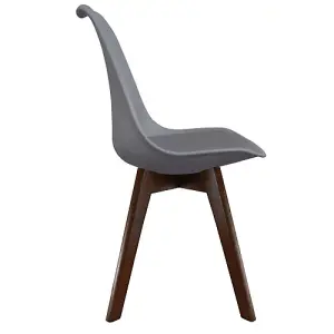 Soho Dark Grey Plastic Dining Chair with Squared Dark Wood Legs