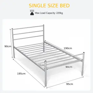 Costway Single Metal Bed Frame Heavy-duty Slatted Platform Bed w/ Headboard & Footboard No Box Spring Needed Silver