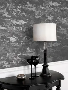 Arthouse Patina Charcoal/Silver Wallpaper