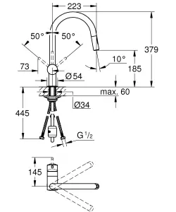 Grohe Minta Chrome-plated Kitchen Pull-out spray mono mixer Tap