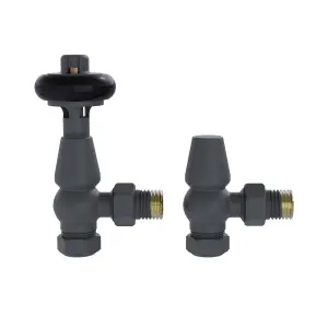 Rinse Bathrooms Chelsea Traditional Angled TRV Thermostatic Radiator Valves Anthracite