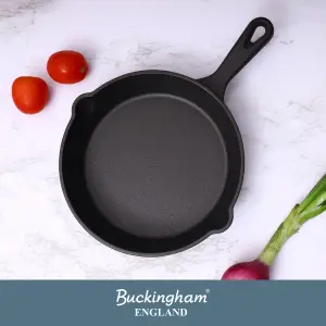 Buckingham Pre-Seasoned Cast Iron Set of  3 Frying Skillet Pan 16 , 20 and  25 cm